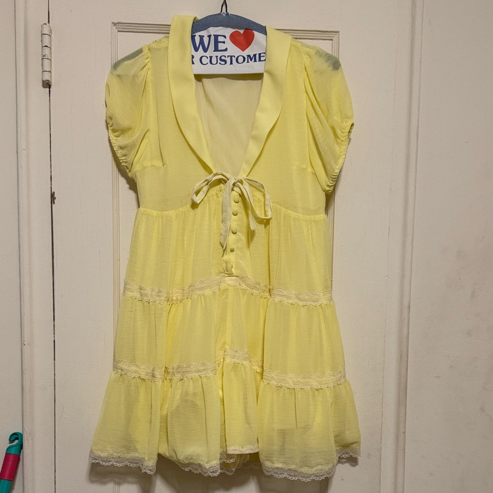Yellow Ruffled Short Sleeve Romper